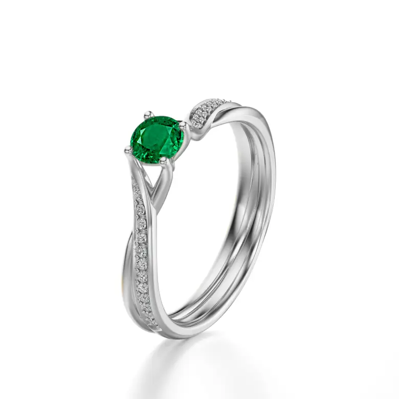 Pierścionek z białego złota ze szmaragdem AJPZ_123